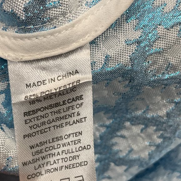 Hill House The Cher Metallic A Line Mini Dress Snowflake Brocade Blue/ White S - Picture 8 of 10